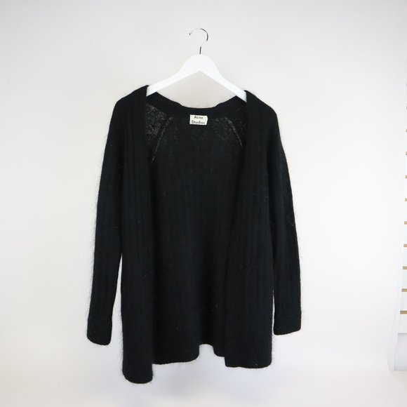 Acne Studios Raya Black Short Rib Mohair Cardigan - Picture 2 of 5